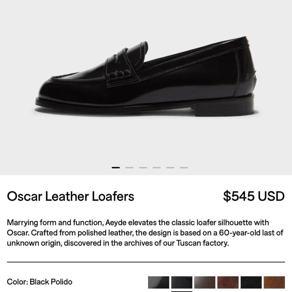 Aeyde Womens Black Loafers 6 /  36 MRSP 245$
